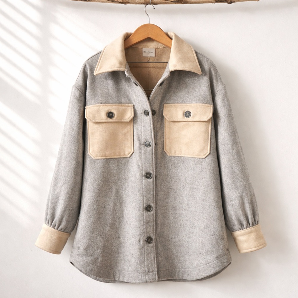 Line & Dot Two-Tone Utility Jacket